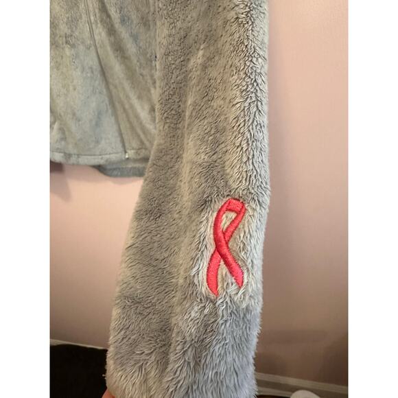 The North Face Jacket Womens Small Fleece Osito Full Zip Gray Pink Ribbon - Picture 11 of 12